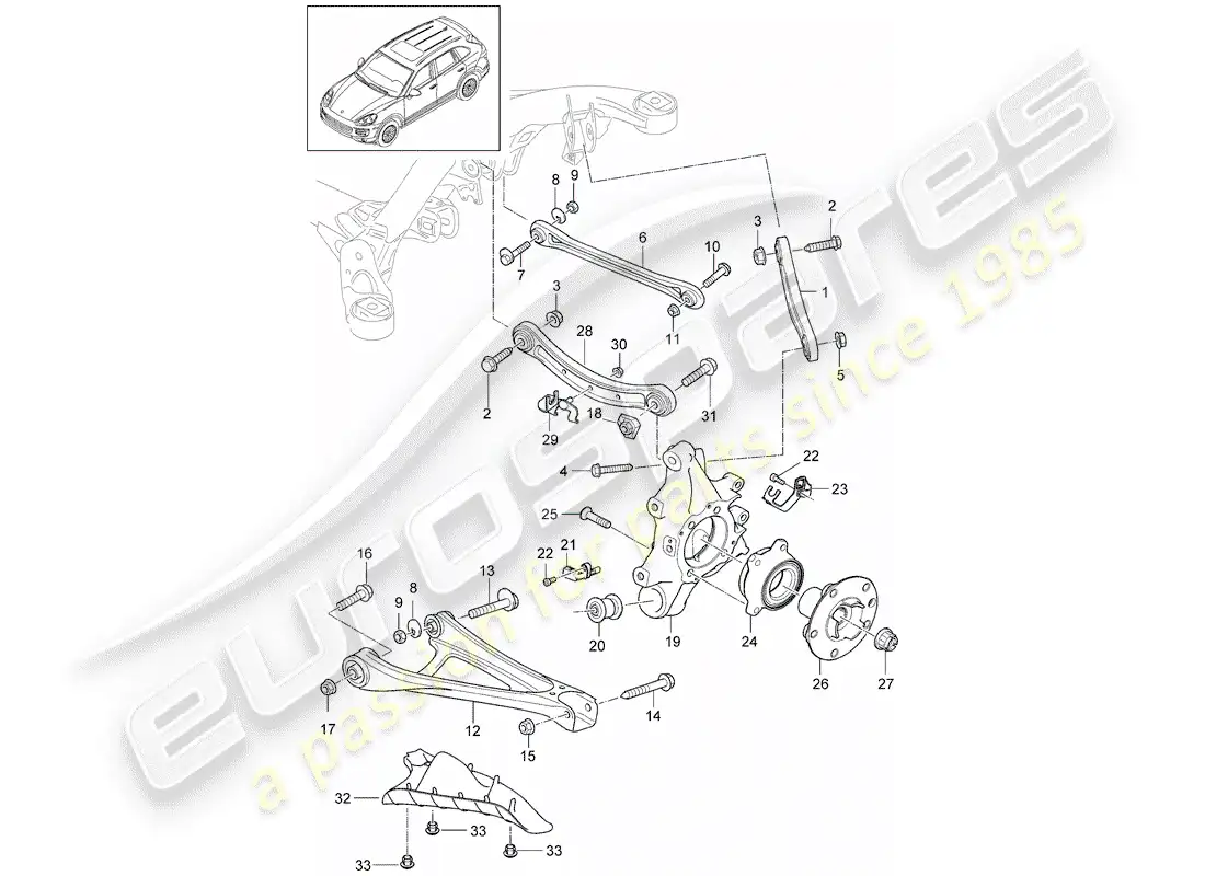 porsche 2016 (cayenne e2 92a) eje posterior diagrama de piezas