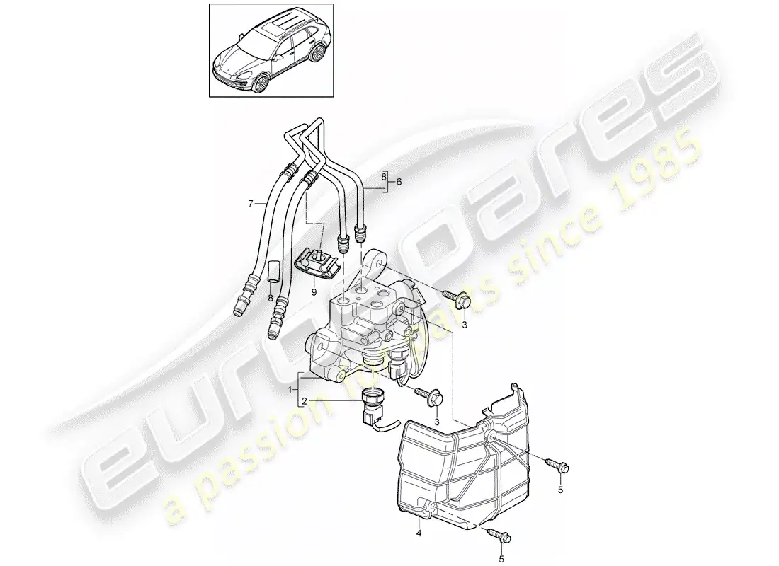 porsche 2013 (cayenne e2 92a) diagrama de piezas del estabilizador