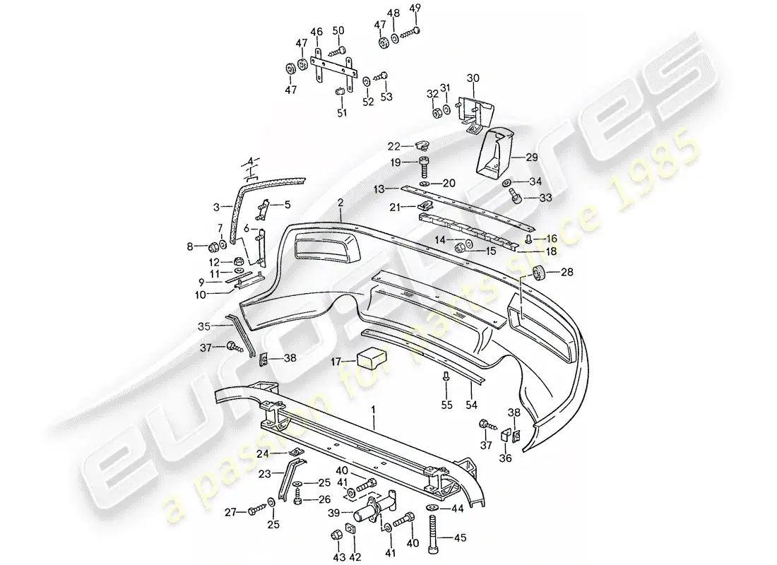 porsche 1989 (928) parachoque diagrama de piezas