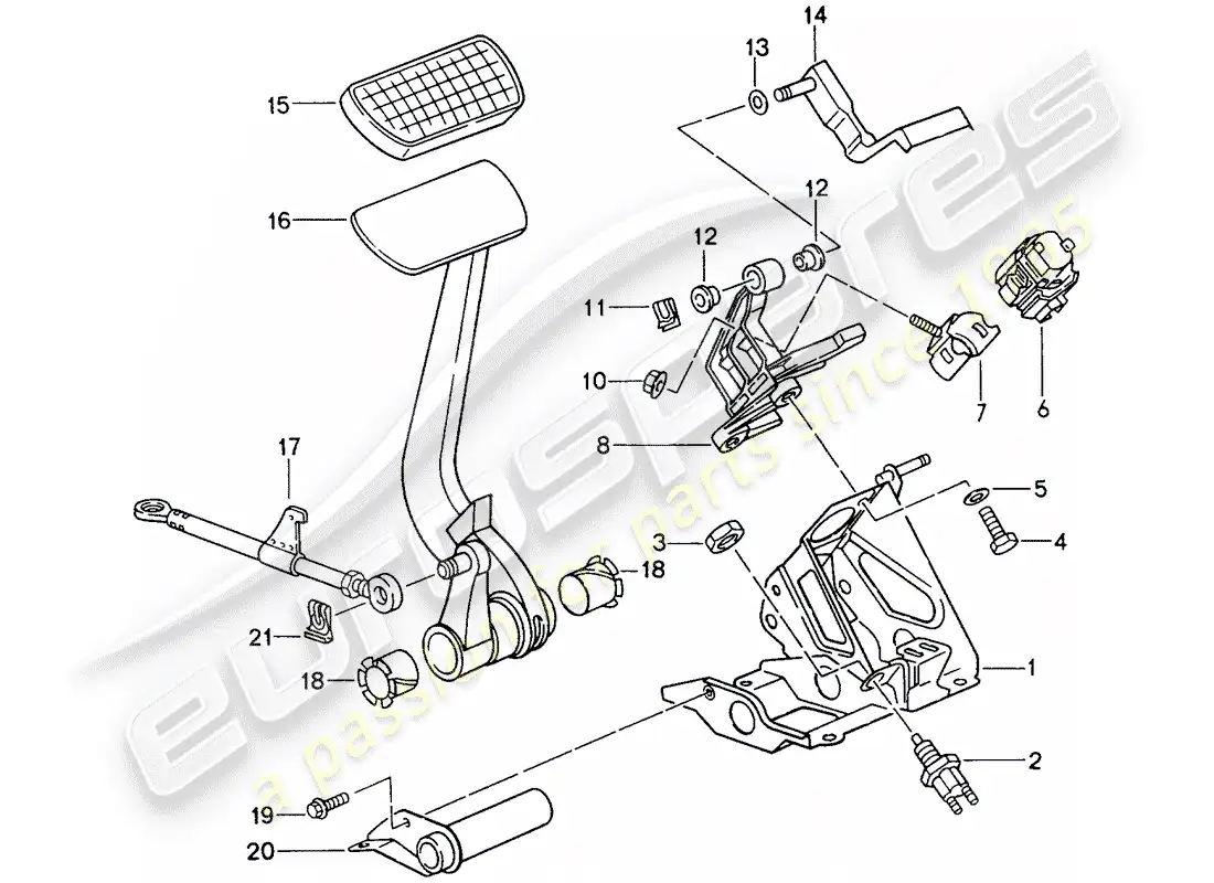 porsche 1995 (993) pedales - tiptronic diagrama de piezas