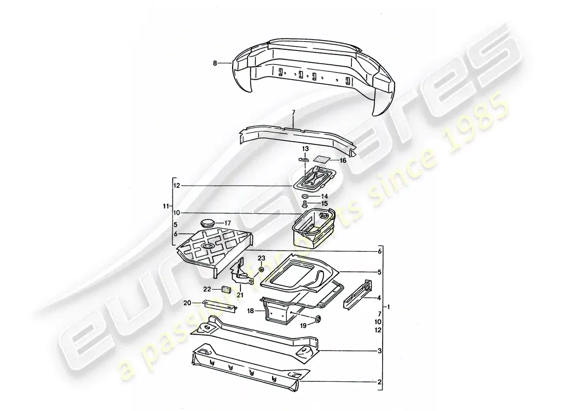 porsche 1995 (928) marco - extremo trasero diagrama de piezas