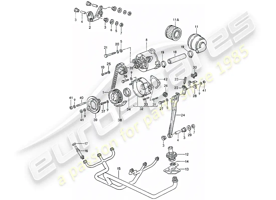 porsche 1991 (964) inyección de aire diagrama de piezas