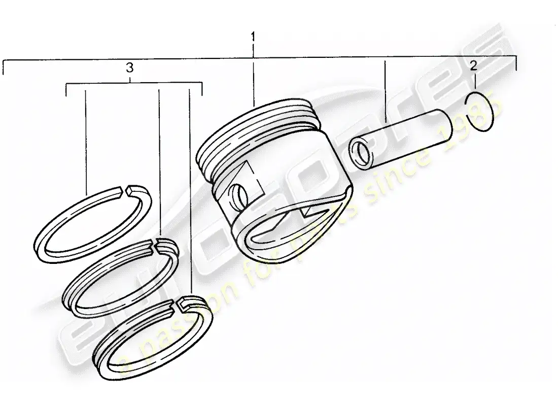 porsche 1994 (968) pistón - aros de pistón diagrama de piezas