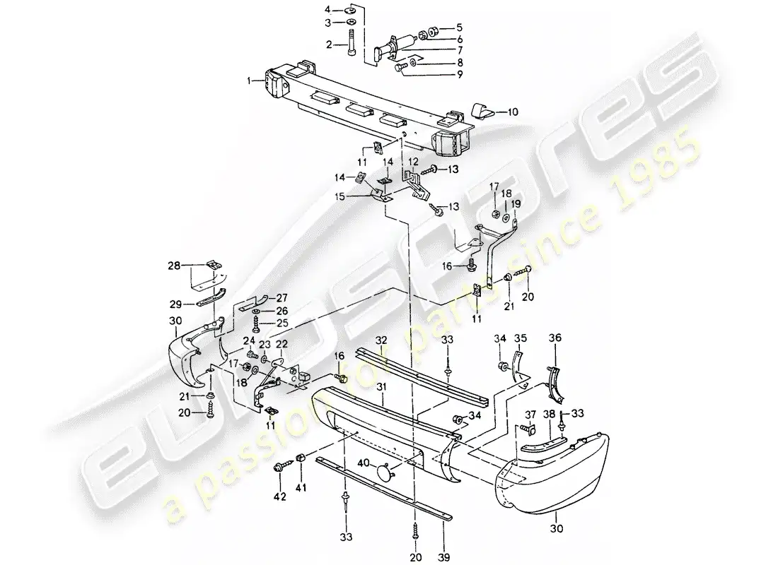 porsche 1990 (964) diagrama de piezas del parachoques