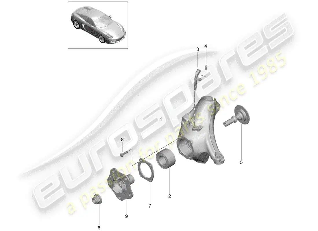 porsche 2015 (981 cayman) portador de ruedas diagrama de piezas