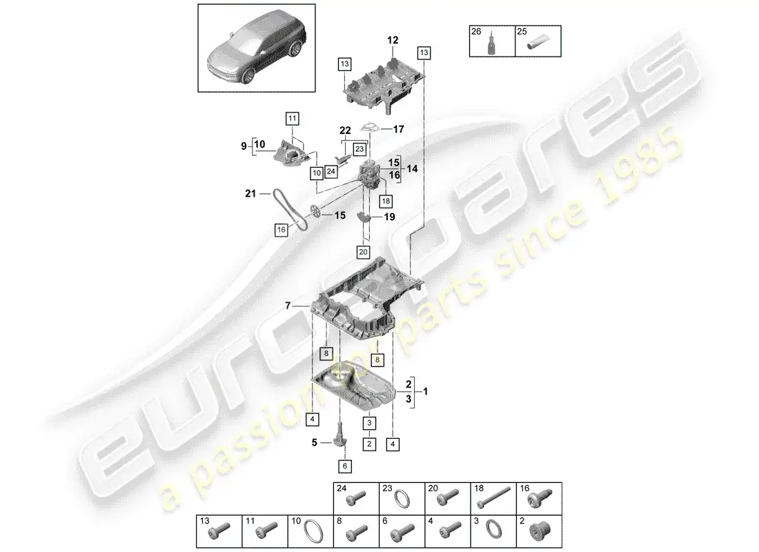 porsche 2020 (cayenne e3 9ya/9yb) oil-conducting housing diagrama de piezas
