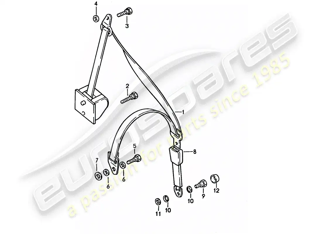 porsche 1994 (928) cinturón de seguridad diagrama de piezas