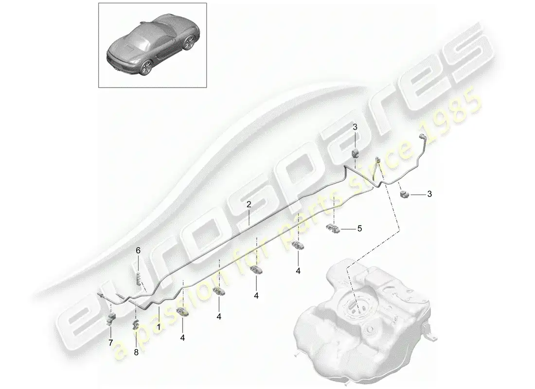 porsche 2014 (981 boxster) fuel system diagrama de piezas