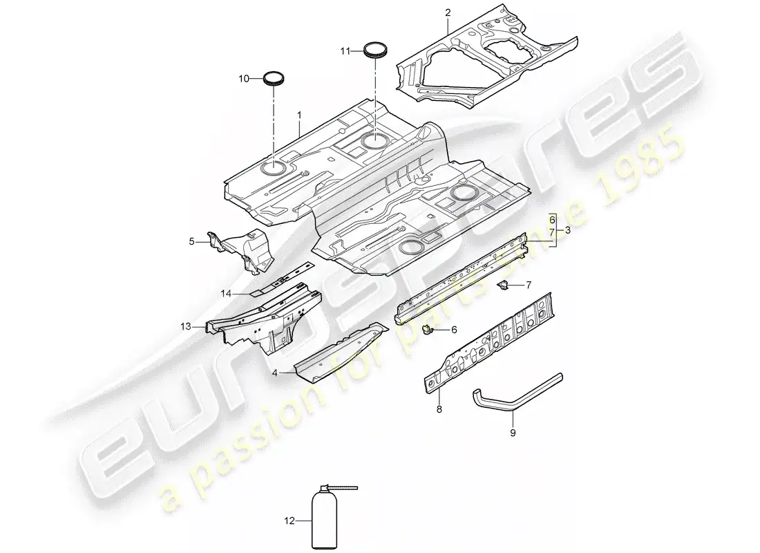 porsche 2009 997-2 turbo / gt2 piso diagrama de piezas