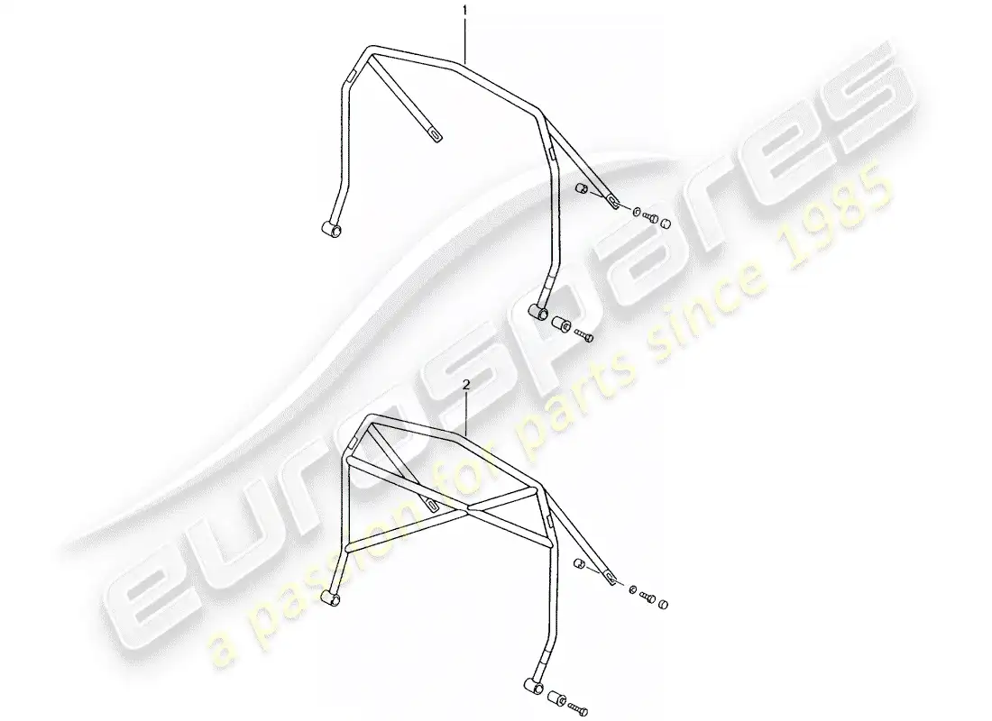 porsche 2000 (tequipment) barra antivuelco diagrama de piezas