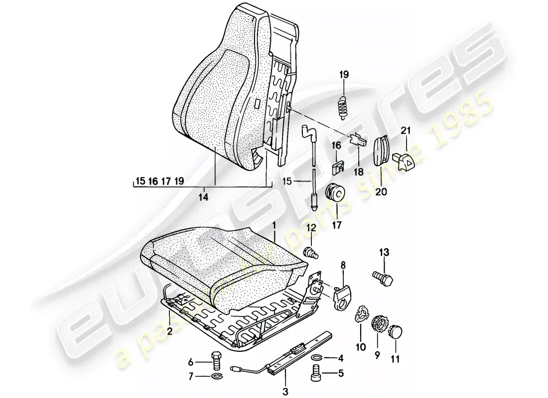 porsche 1976 (924) asiento delantero - piezas individuales diagrama de piezas