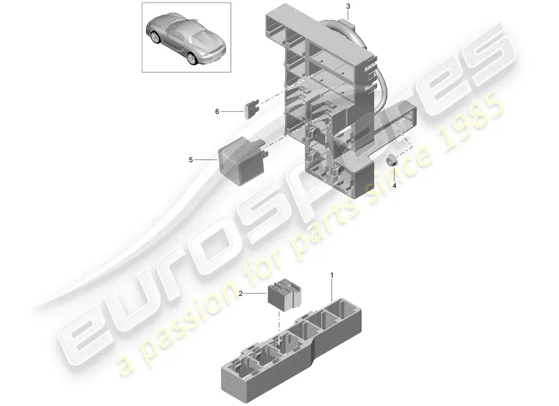 porsche 2016 (981 boxster spyder) caja de fusibles/placa de relés diagrama de piezas