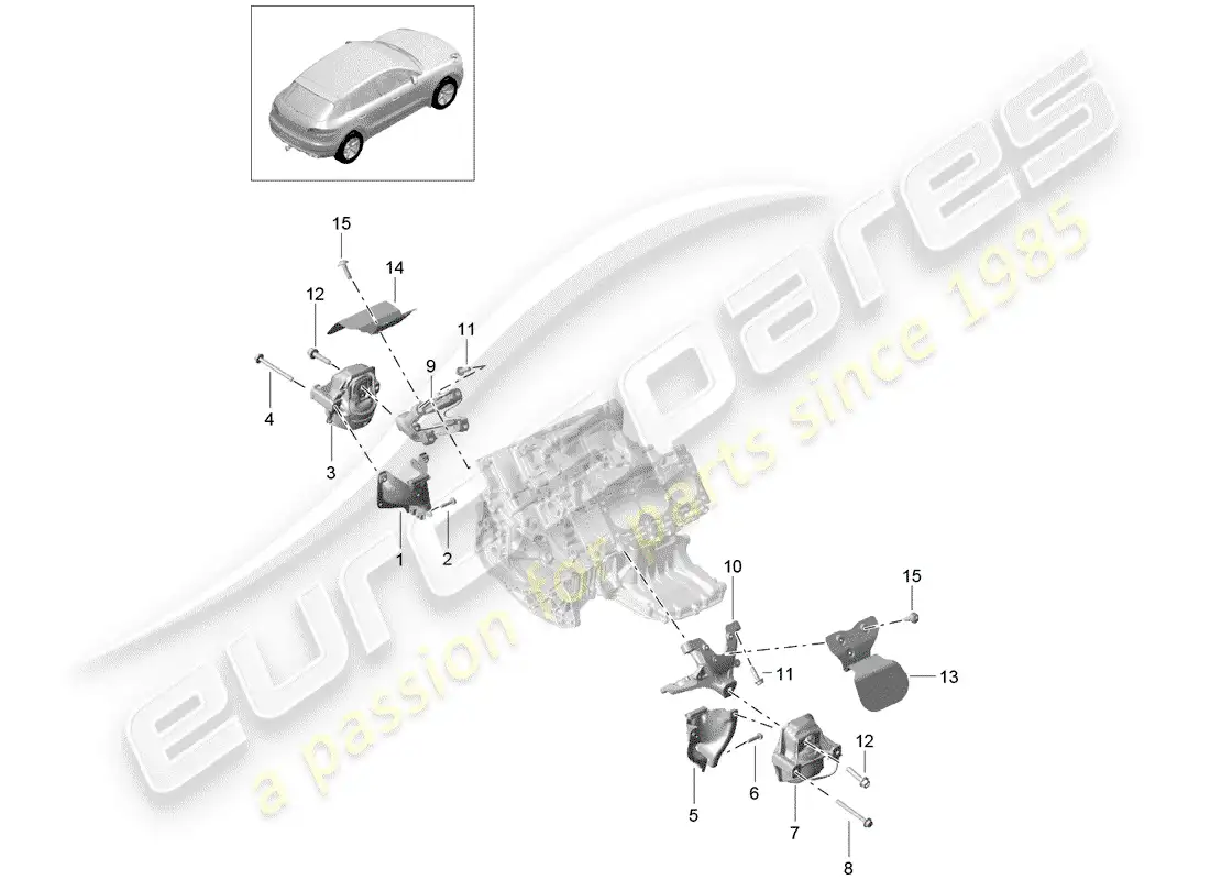 porsche 2016 (macan) dispositivo de elevación del motor diagrama de piezas