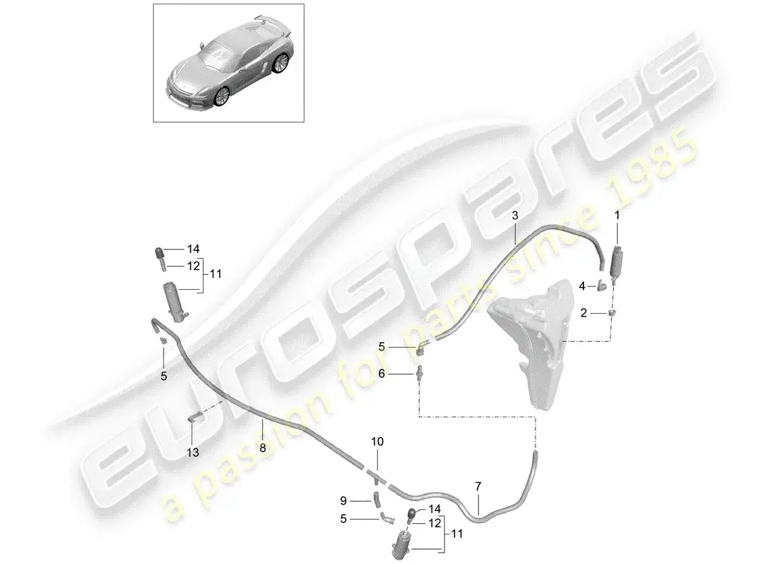 porsche 2016 (981 cayman gt4) sistema arandela diagrama de piezas