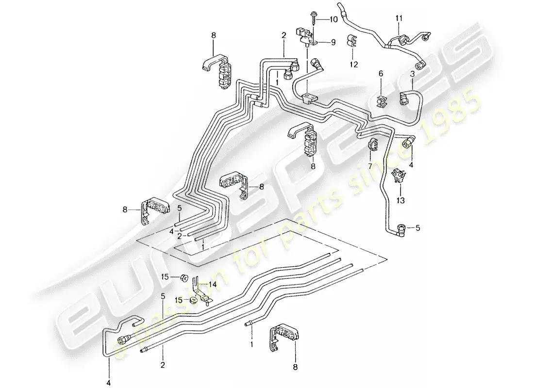 porsche 2001 (996) línea de combustible - sistema de suministro de combustible diagrama de piezas