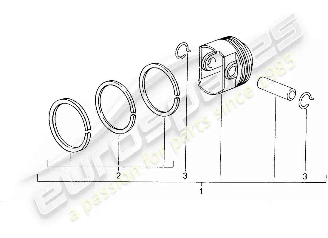 porsche 2001 (996) pistón diagrama de piezas