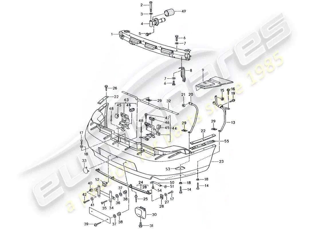 porsche 1995 (993) parachoque diagrama de piezas