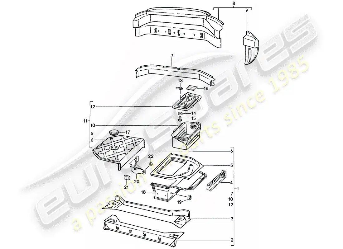porsche 1985 (928) marco - extremo trasero diagrama de piezas