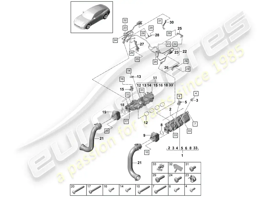 porsche 2019 (panamera 971-1) tubo de admisión diagrama de piezas
