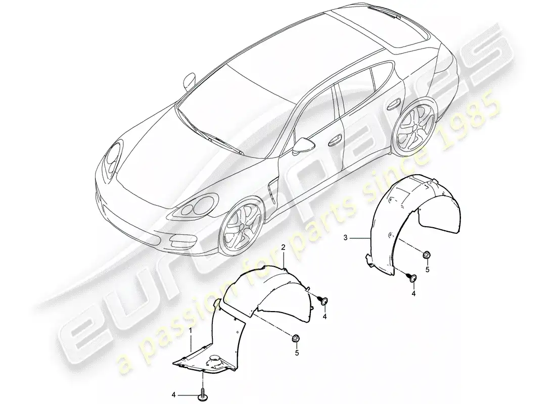 porsche 2013 (panamera 970) recubrimiento diagrama de piezas