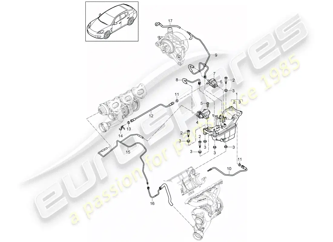 porsche 2013 (panamera 970) tanque de vacío diagrama de piezas