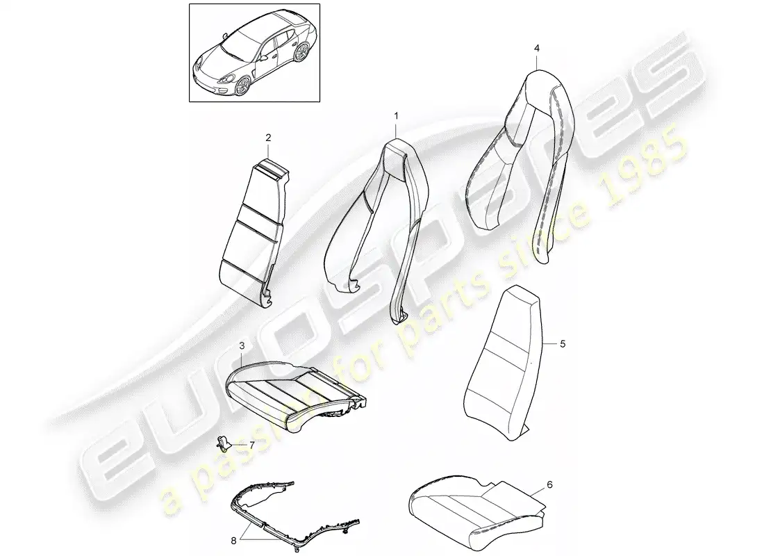 porsche 2016 (panamera 970) parte de espuma diagrama de piezas