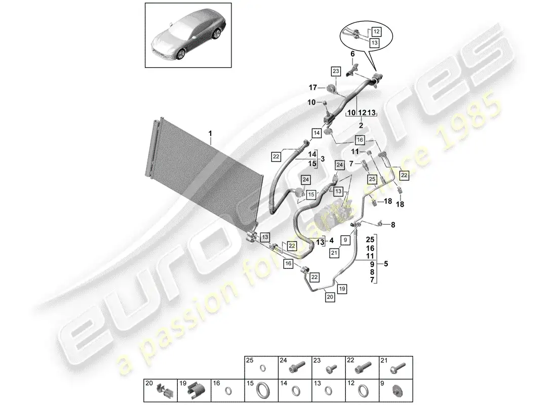 porsche 2018 (panamera 971-1) circuito refrigerante diagrama de piezas