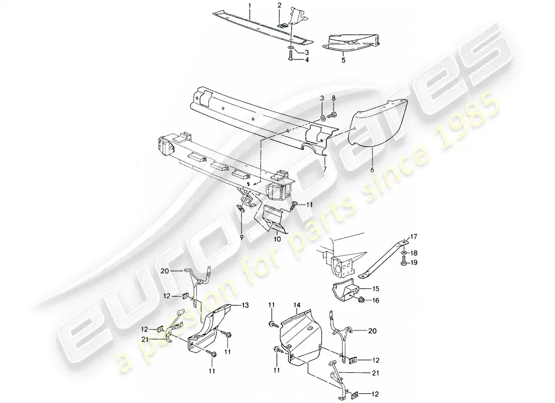 porsche 1990 (964) protección térmica - para - parachoques diagrama de piezas
