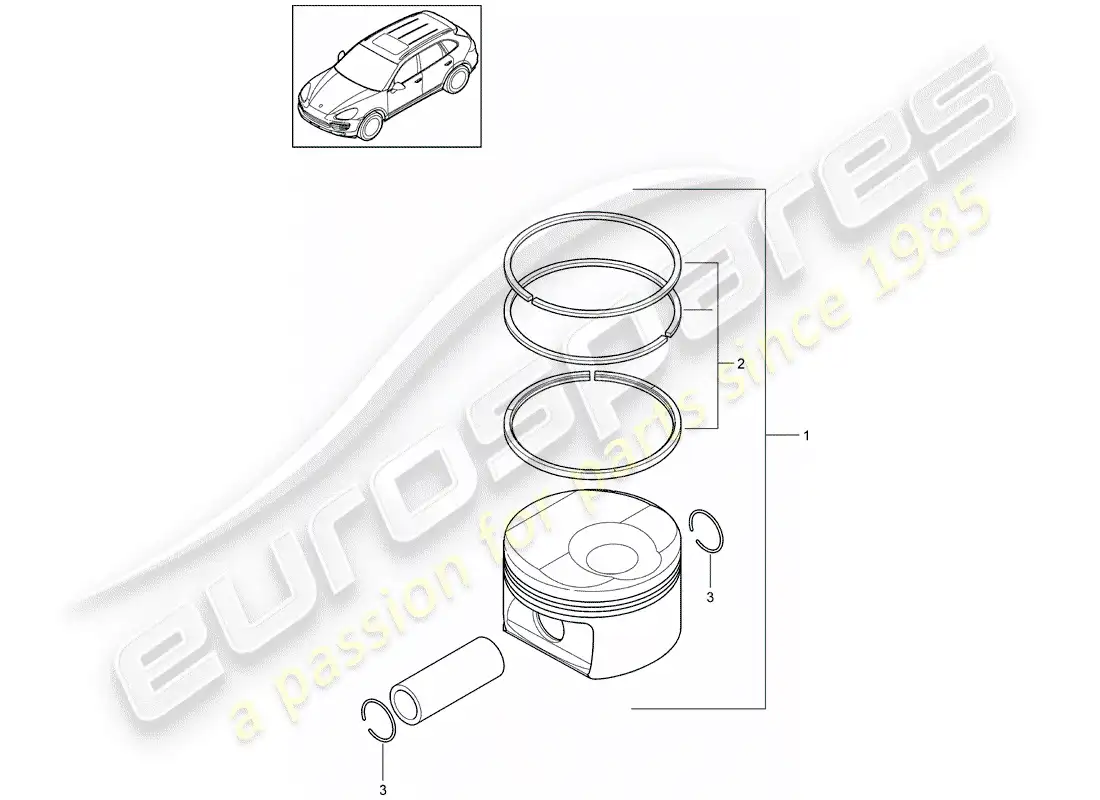 porsche 2018 (cayenne e2 92a) diagrama de piezas del pistón