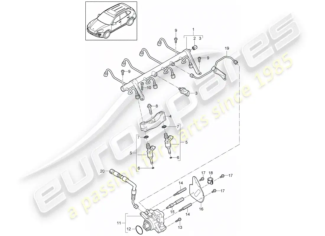 porsche 2011 (cayenne e2 92a) tubo de recogida de combustible diagrama de piezas