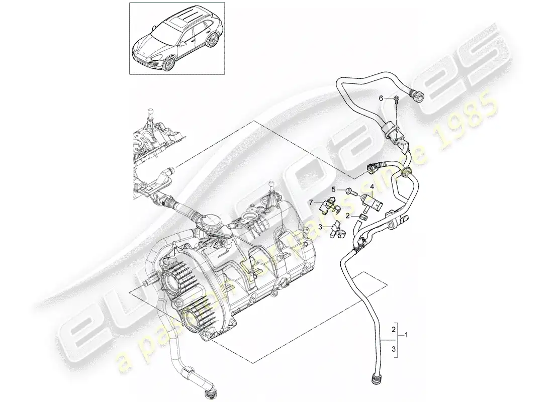 porsche 2016 (cayenne e2 92a) ventilación para diagrama de piezas