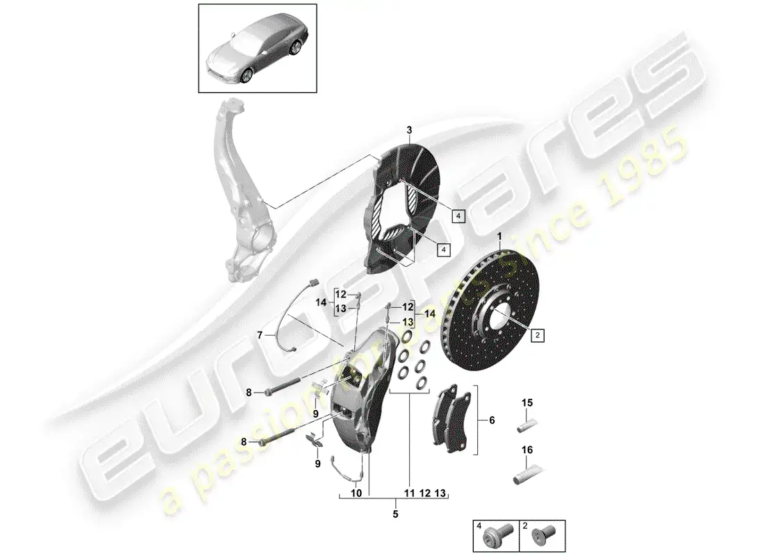 porsche 2018 (panamera 971-1) frenos de disco diagrama de piezas