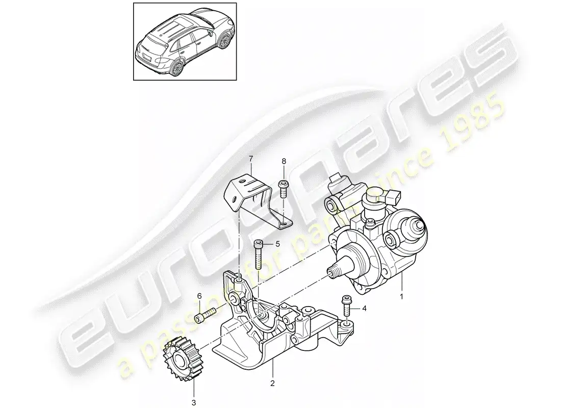 porsche 2013 (cayenne e2 92a) diagrama de piezas de la bomba de alta presión