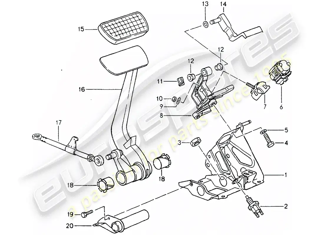 porsche 1990 (964) pedales - diagrama de piezas tiptronic
