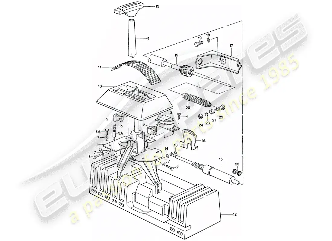 porsche 1976 (924) mecanismo de cambio - transmisión automática diagrama de piezas