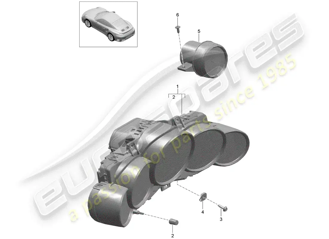 porsche 2015 (991-1 turbo) combinación de instrumentos diagrama de piezas