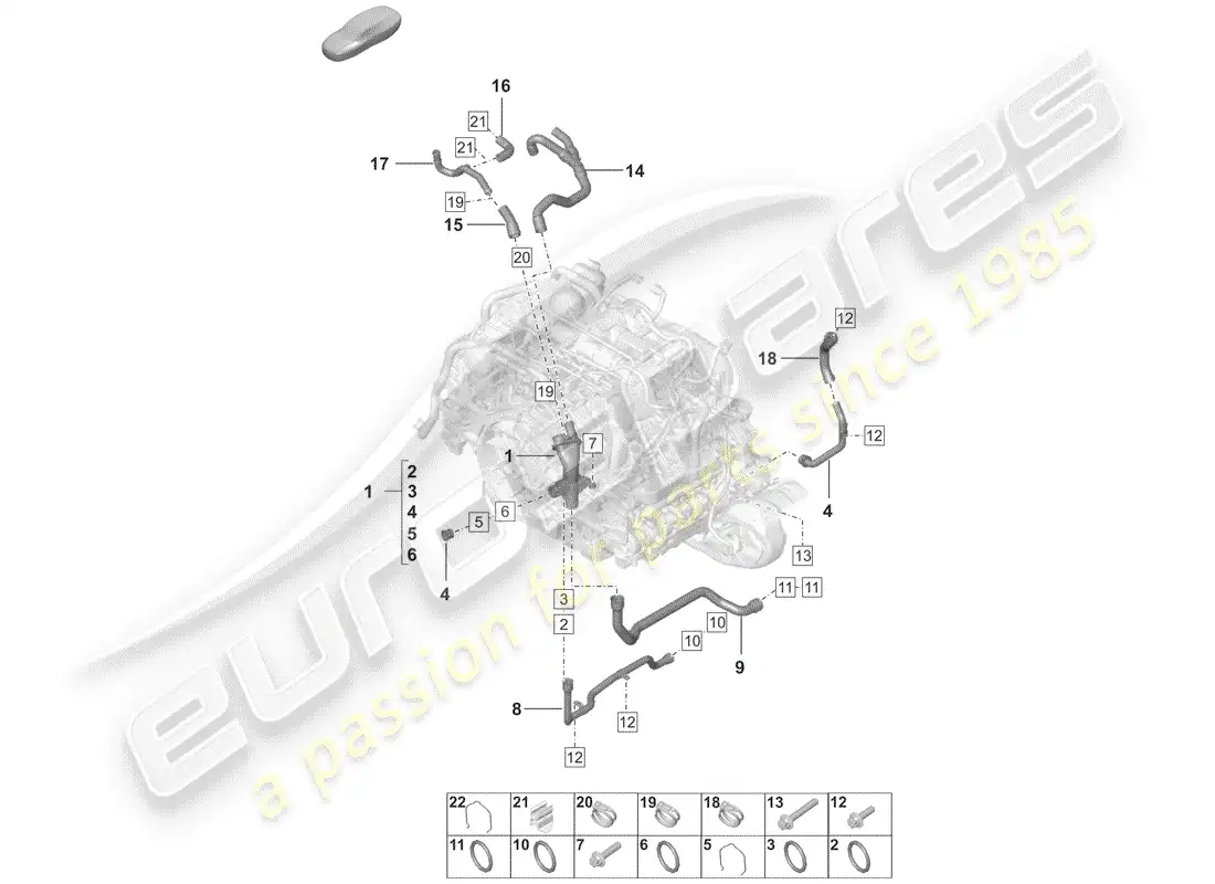 porsche 2020 (992-1) water cooling diagrama de piezas