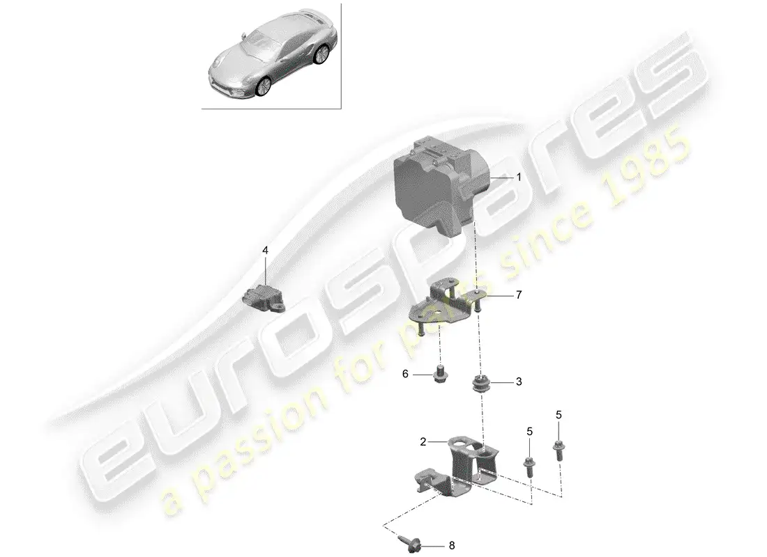 porsche 2019 (991-2 turbo) unidad hidraulica diagrama de piezas