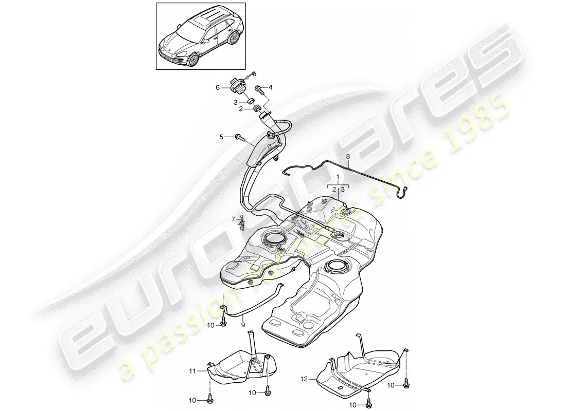 porsche 2017 (cayenne e2 92a) depósito de combustible diagrama de piezas