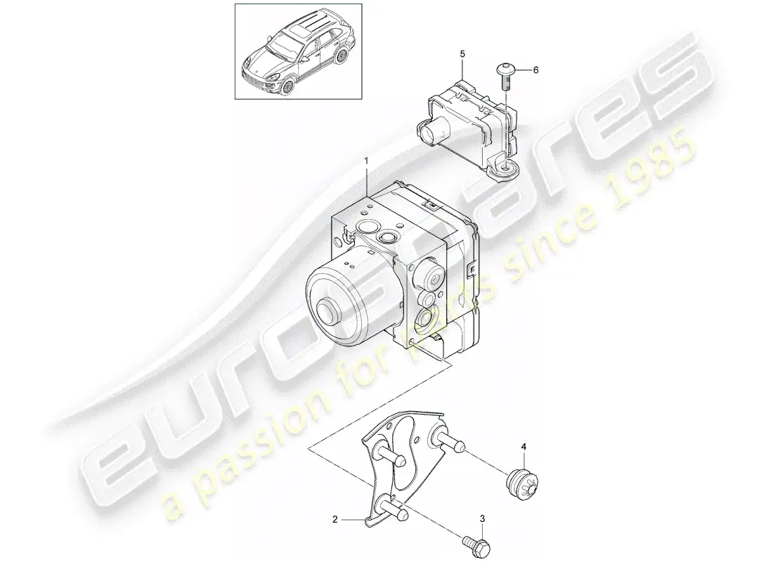 porsche 2012 (cayenne e2 92a) unidad hidraulica diagrama de piezas