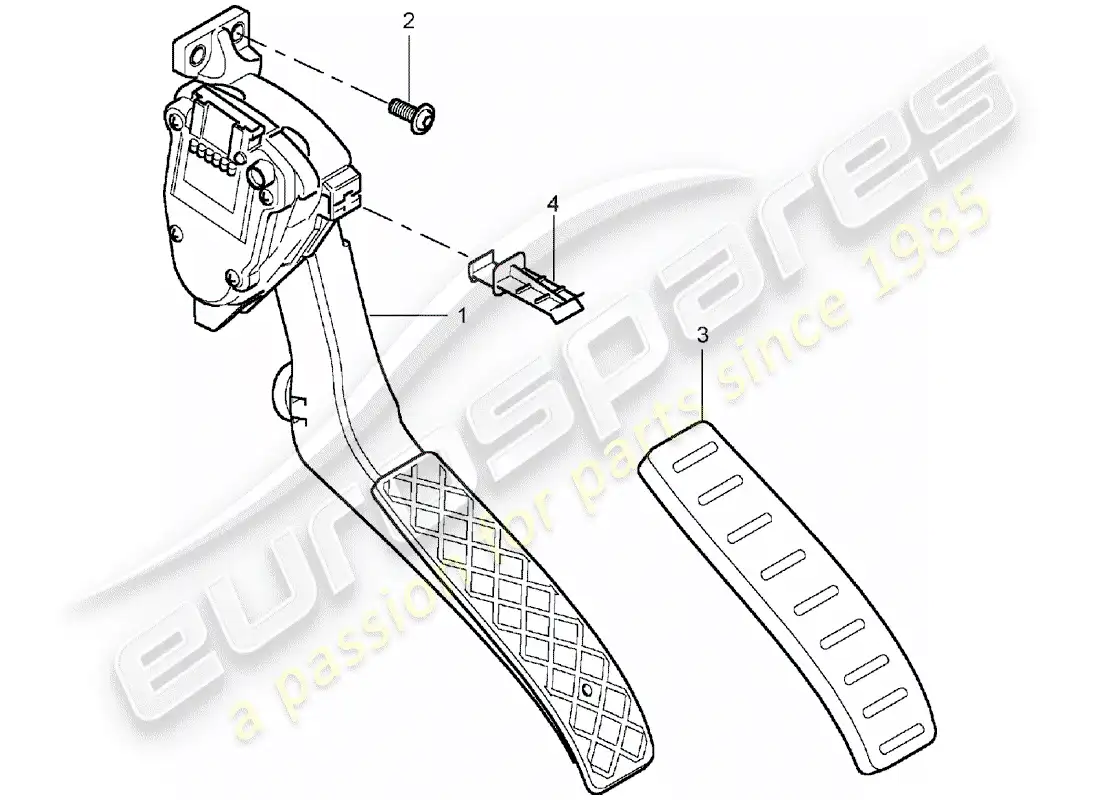 porsche 2006 (cayenne e1 9pa) brake and acc. pedal assembly diagrama de piezas