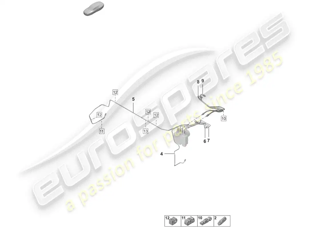 porsche 2019 (992-1) línea de freno diagrama de piezas