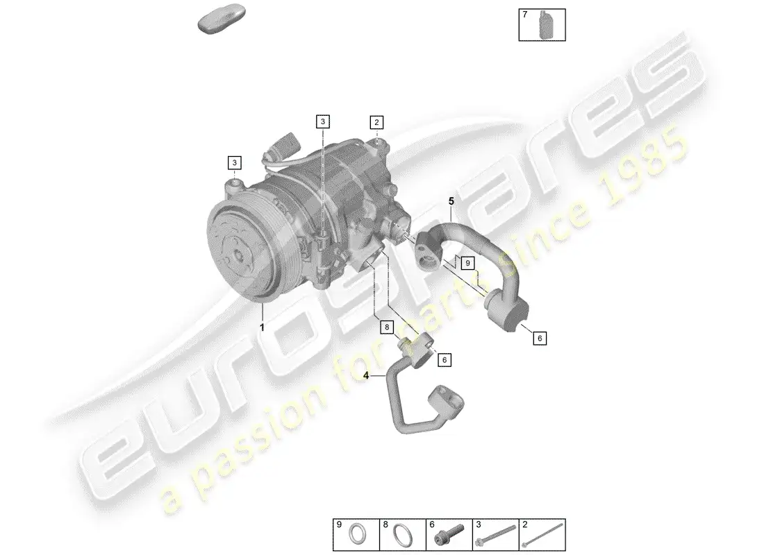 porsche 2019 (718 boxster spyder) compresor diagrama de piezas
