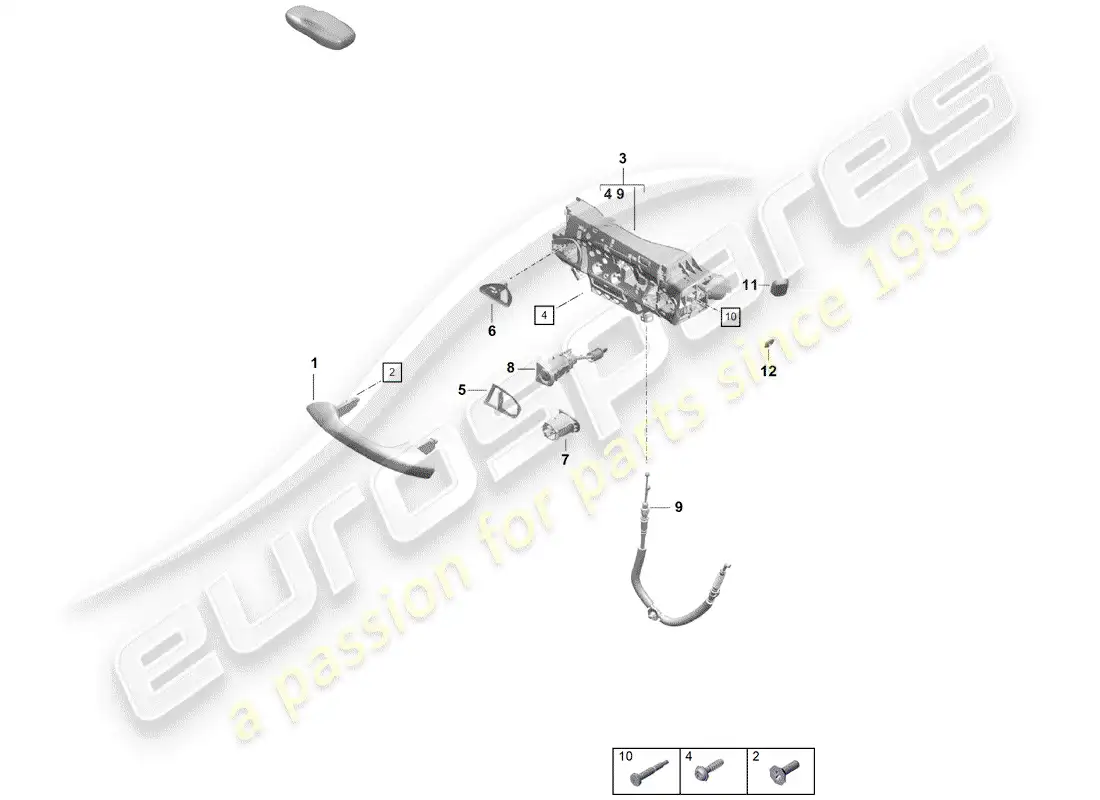 porsche 2020 (718 boxster spyder) manija de puerta exterior diagrama de piezas