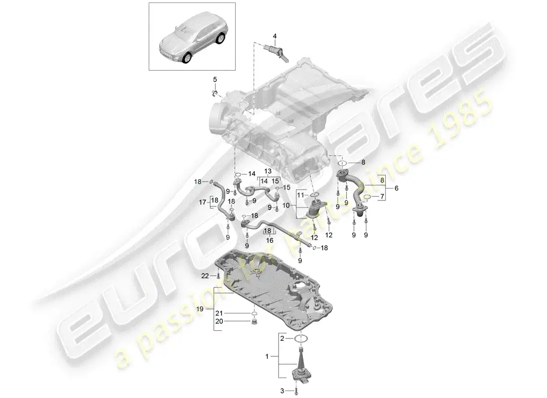 porsche 2014 (macan) colector de admisión diagrama de piezas
