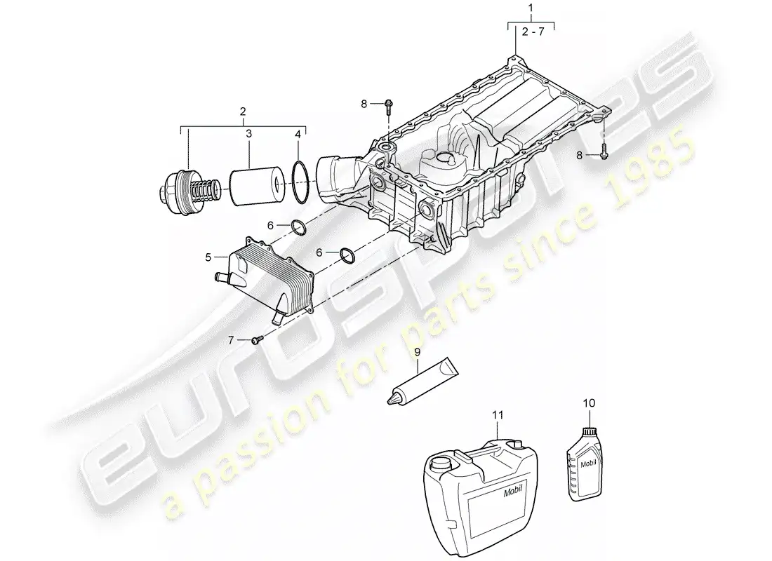 porsche 2010 (cayenne e1 9pa) oil-conducting housing diagrama de piezas