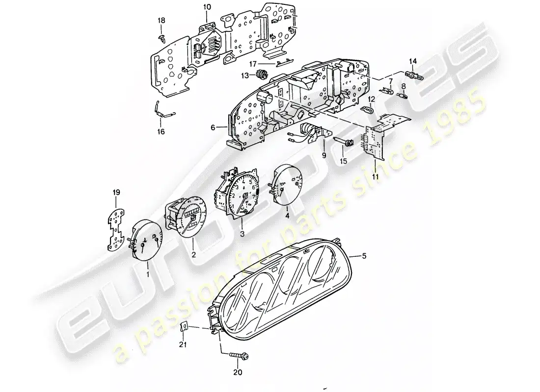 porsche 1986 (944) grupo de instrumentos - d - mj 1987>> diagrama de piezas