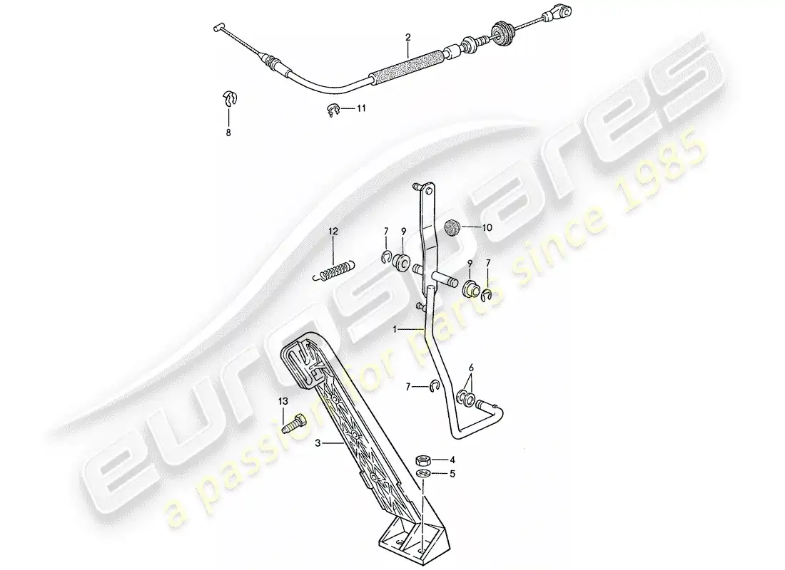 porsche 1990 (944) pedal de acelerador - cable de acelerador - para - caja de cambios manual diagrama de piezas