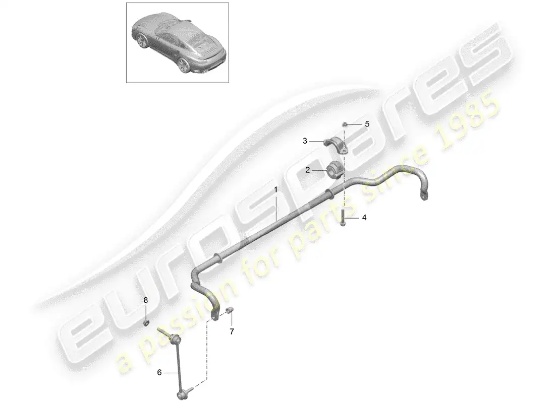 porsche 2016 (991-1 turbo) estabilizador diagrama de piezas