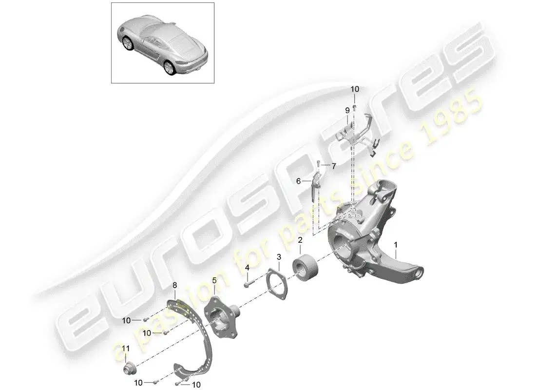 porsche 2019 (718 cayman) eje posterior diagrama de piezas